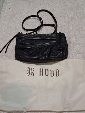 HOBO Black Ruched Leather Crossbody Hobo